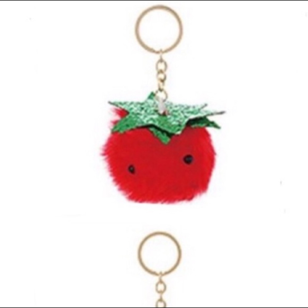 Strawberry furry key chain 5.32 inches long